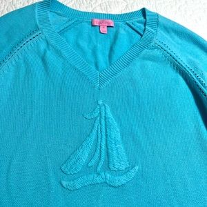 Lily Pulitzer Sweater Light Blue Sailboat